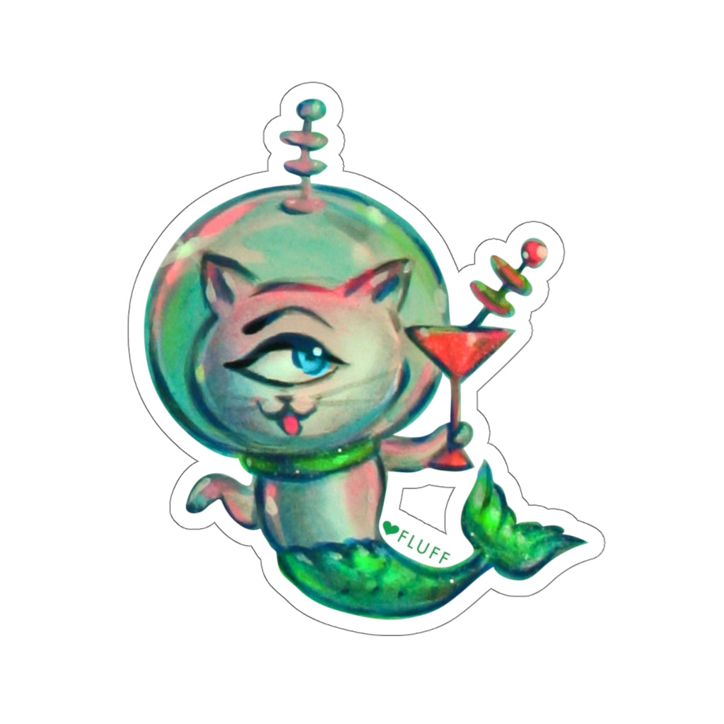 Cyclops Kitten Space Mermaid • Kiss-Cut Sticker