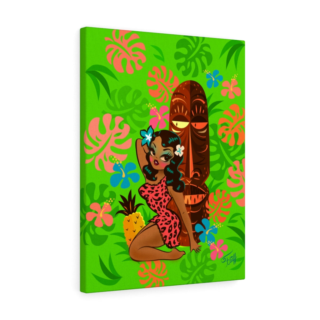 Tiki Temptress in Pink Leopard Print • Canvas Gallery Wrap