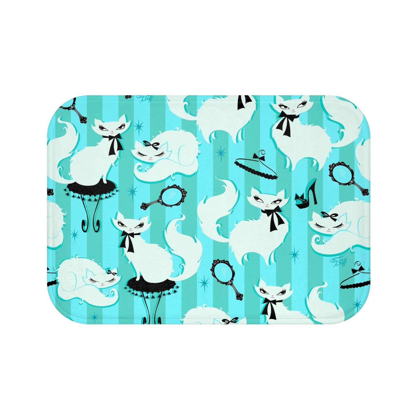 Boudoir Kitties Mint • Bath Mat