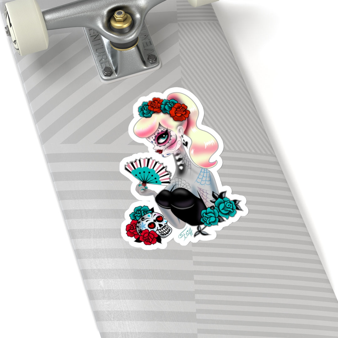 Blonde Sugar Skull Girl • Kiss-Cut Sticker