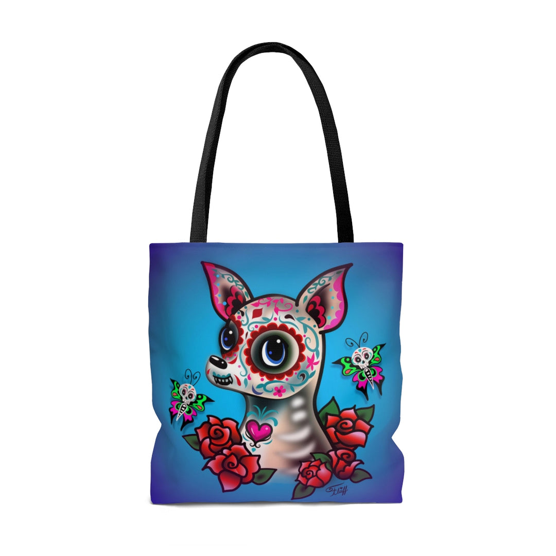 Sugar Skull Chihuahua Blue • Tote Bag