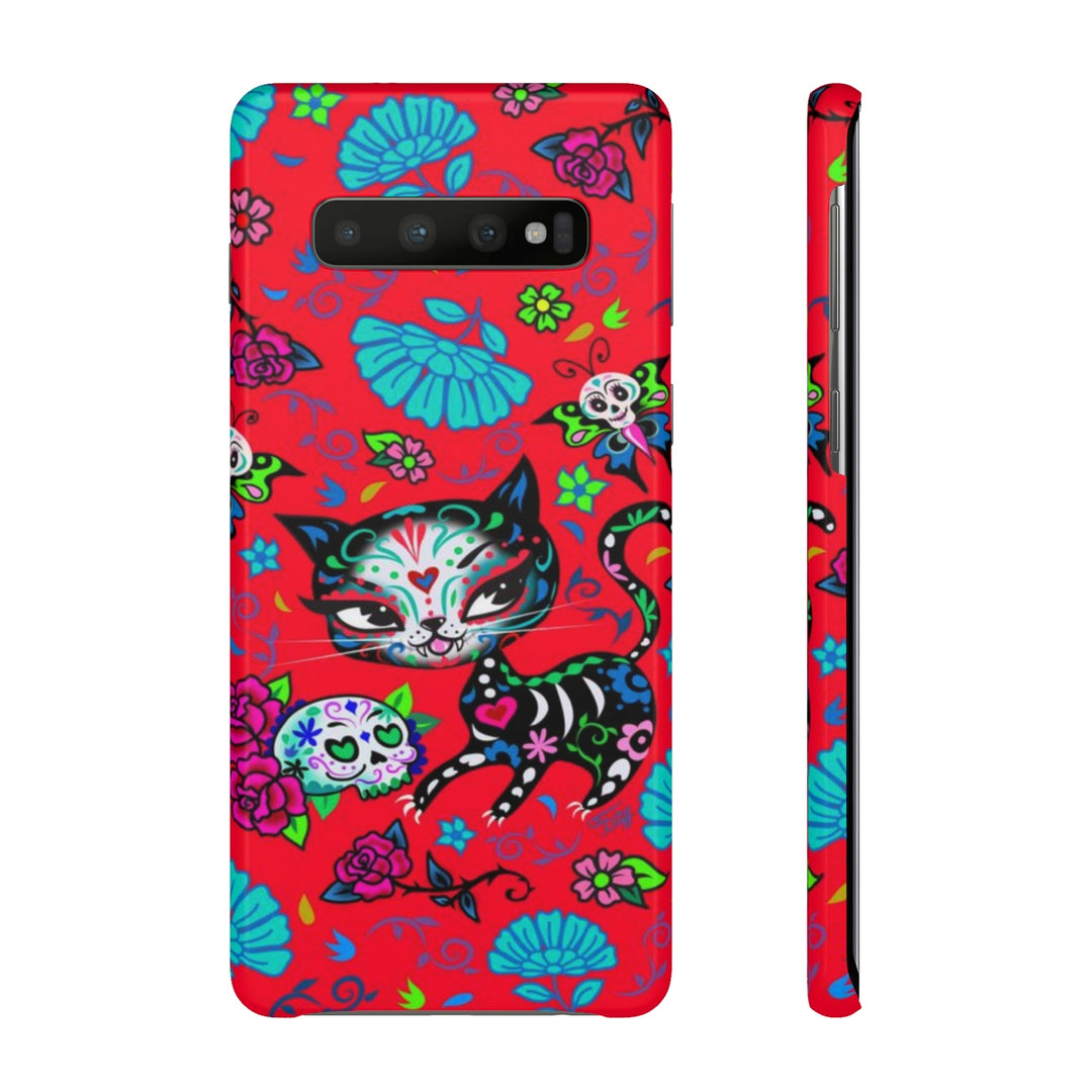 Sugar Skull Kitty on Red • Samsung Galaxy Phone Case