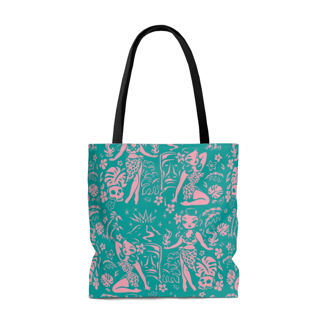 Tiki Temptress - Aqua and Pink • Tote Bag