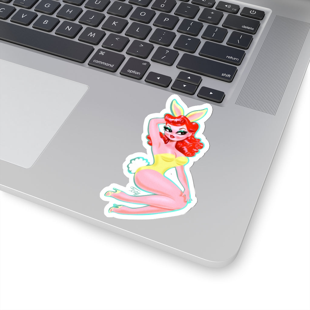 Redhead Bunny Girl • Kiss-Cut Sticker