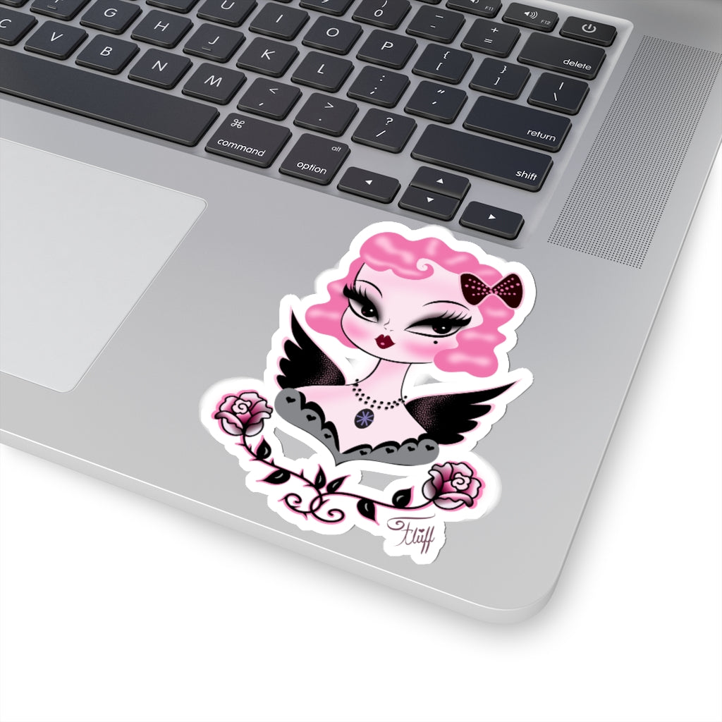 Pink Hair Dolly Angel • Kiss-Cut Sticker