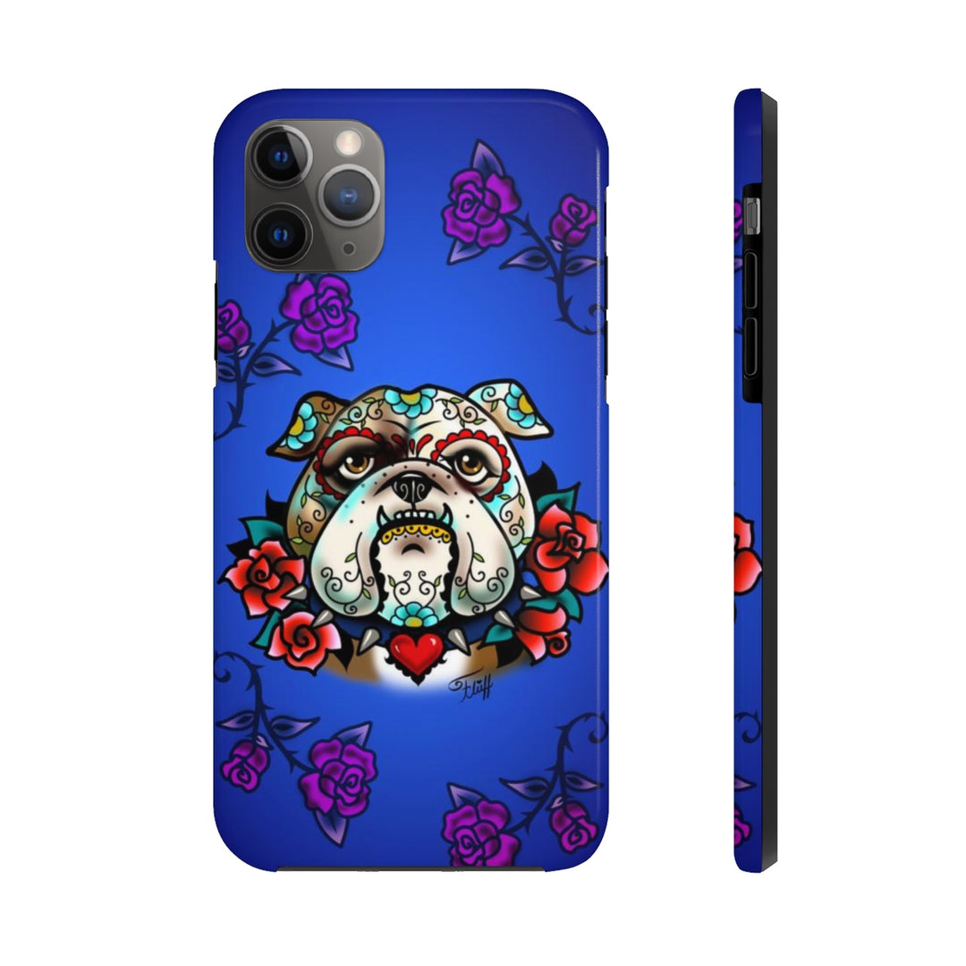 Sugar Skull Bulldog With Roses • Phone Case