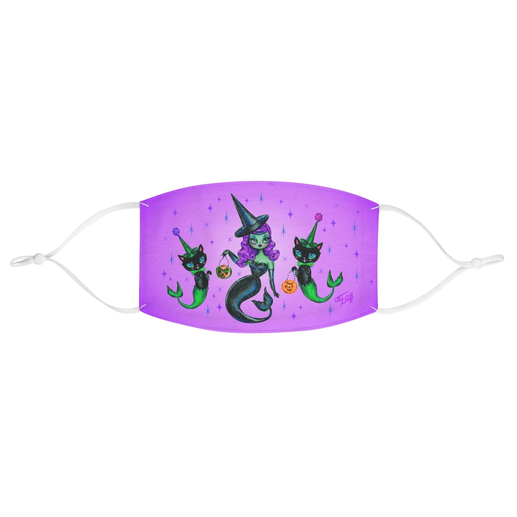 Mermaid Witch with Merkitten Purple • Adjustable Face Mask