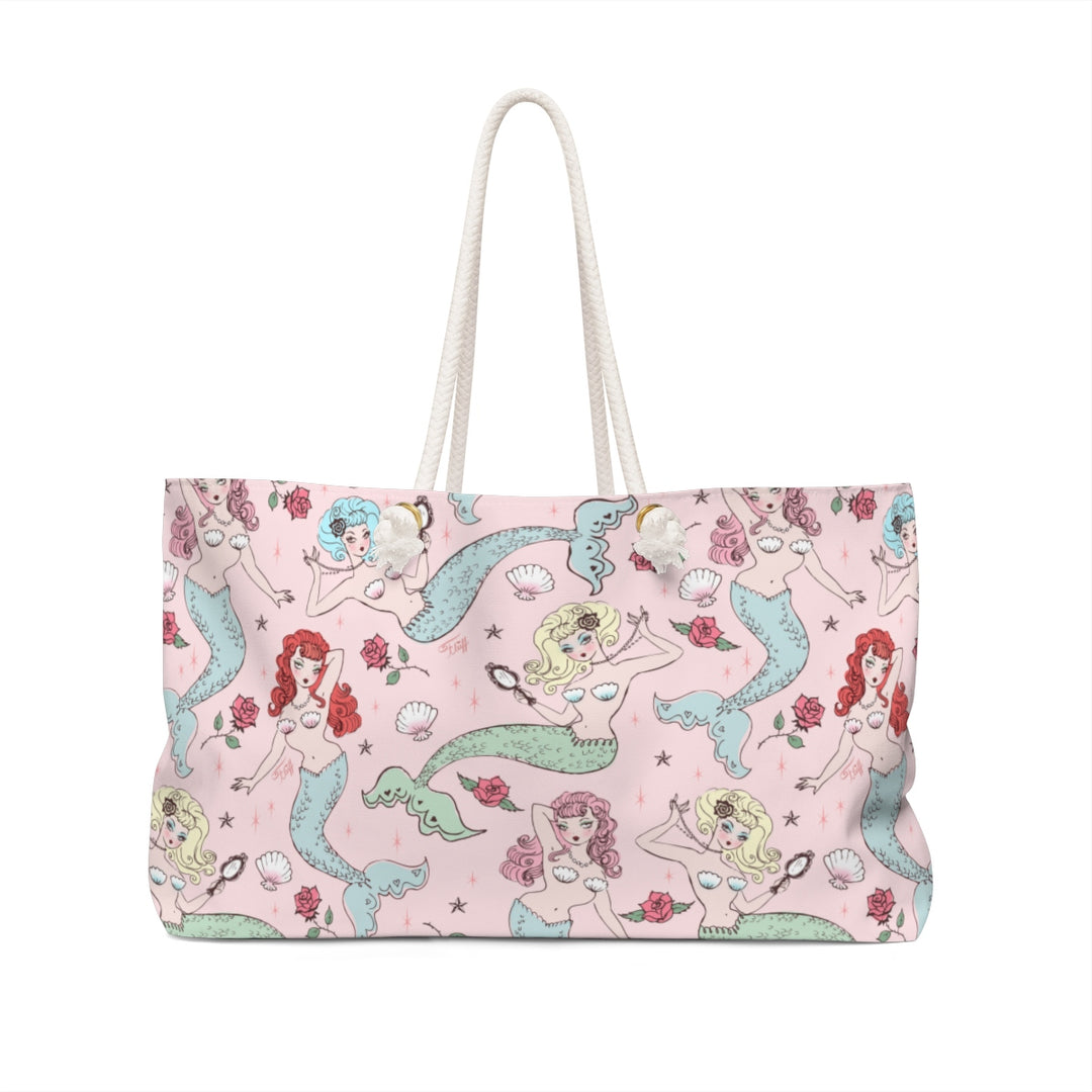 Mermaids and Roses on Pink • Weekender Bag