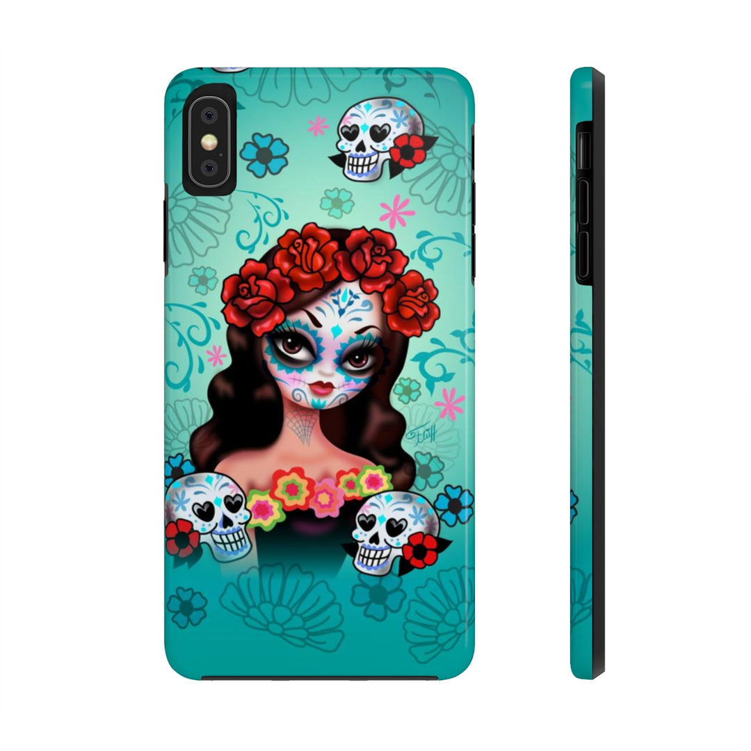 Sugar Skull Girl with Roses • Phone Case