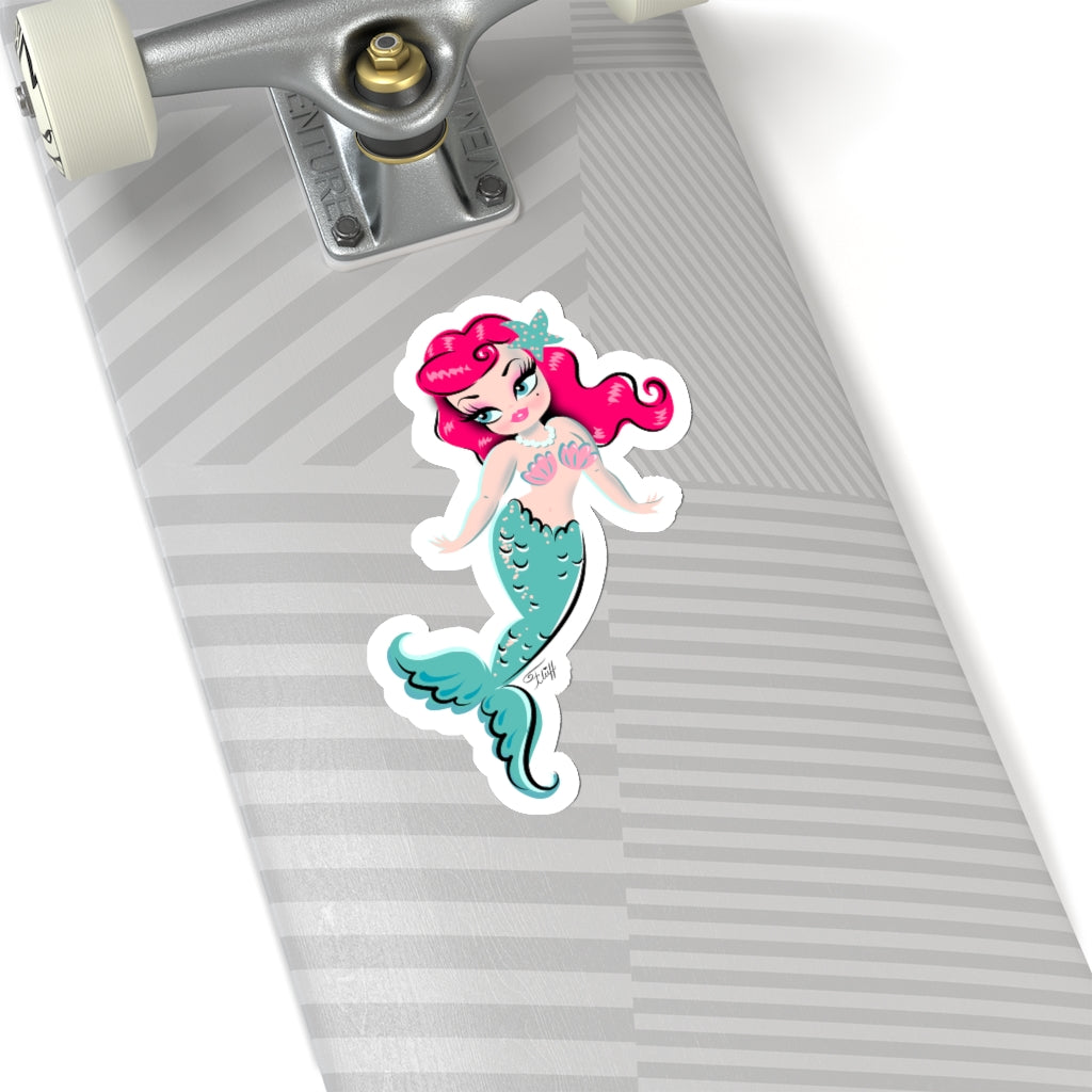Baby Doll Mermaid with Cherry Red Hair • Kiss-Cut Sticker