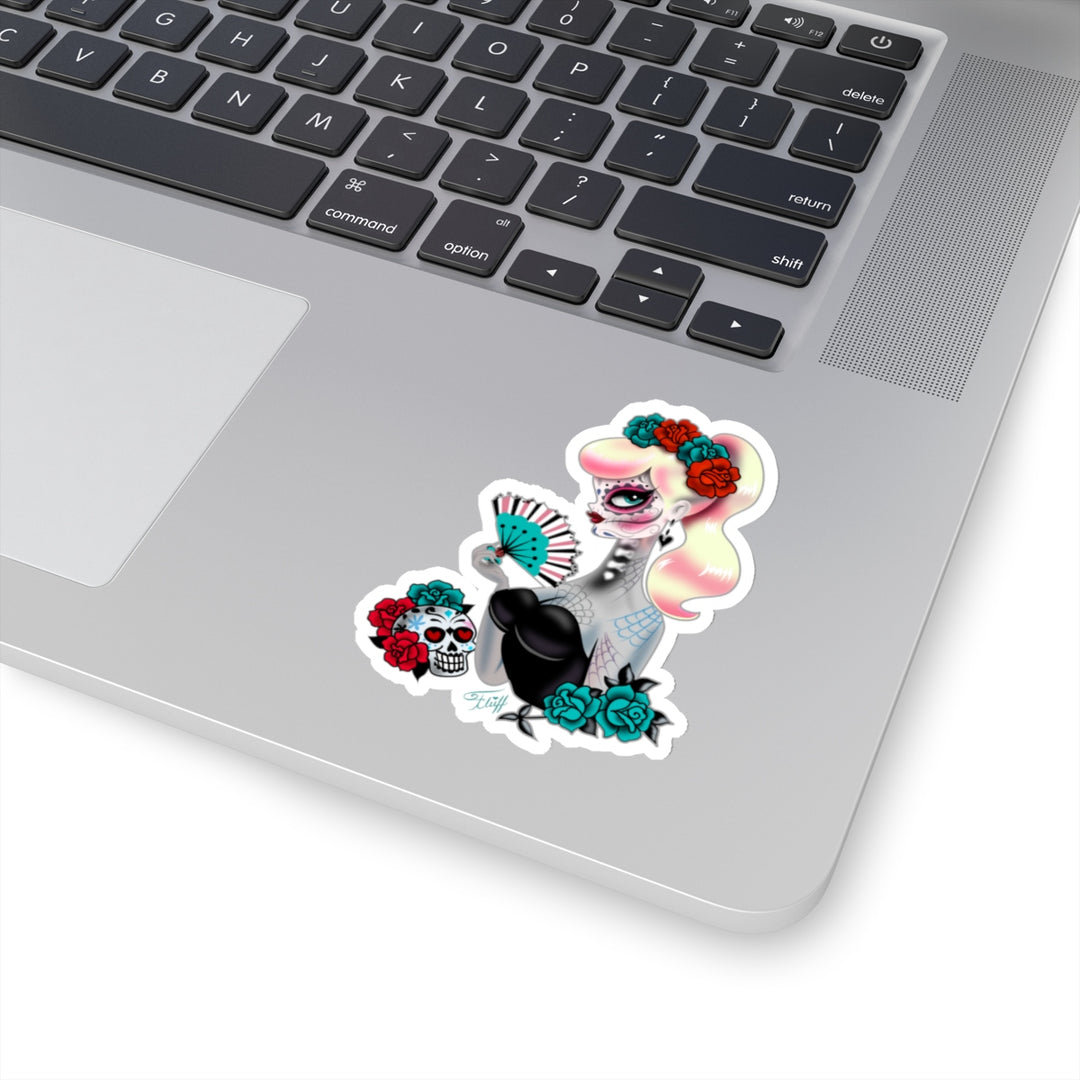 Blonde Sugar Skull Girl • Kiss-Cut Sticker