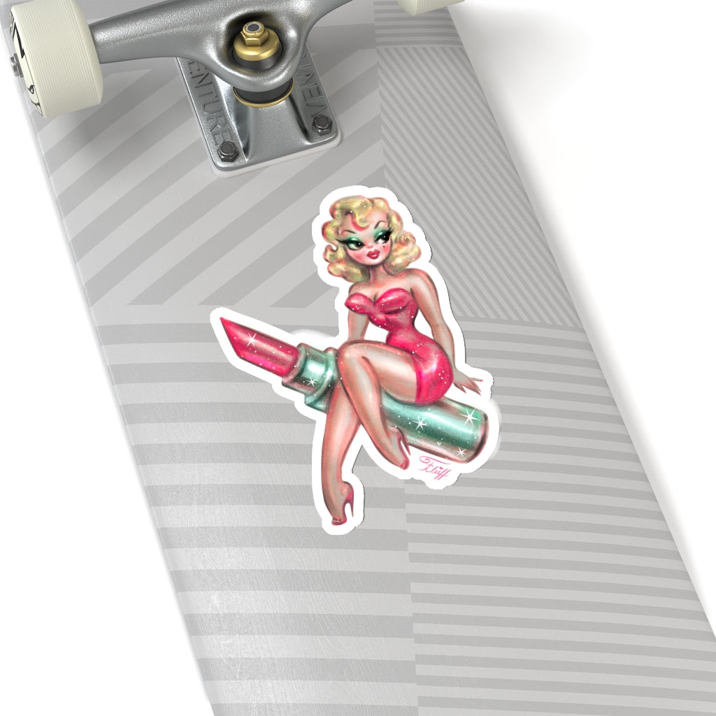 Pink Lipstick Glamour Doll • Kiss-Cut Sticker