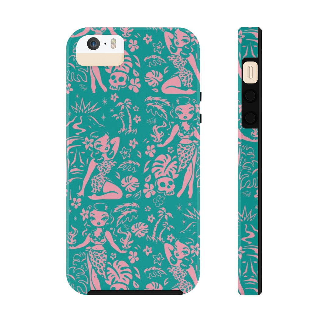 Tiki Temptress - Aqua and Pink • Phone Case