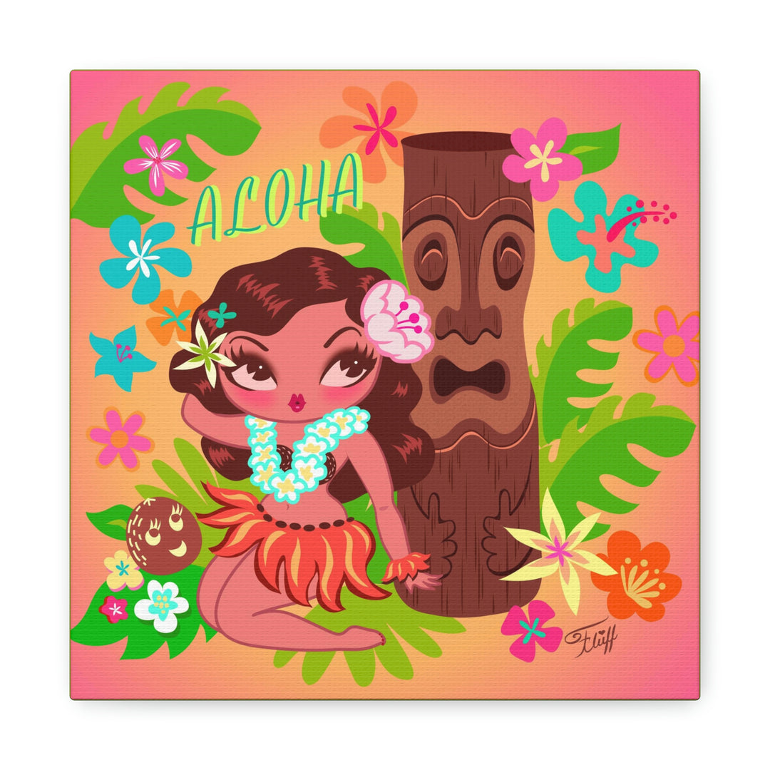 Hula Cutie with Tiki • Canvas Gallery Wrap