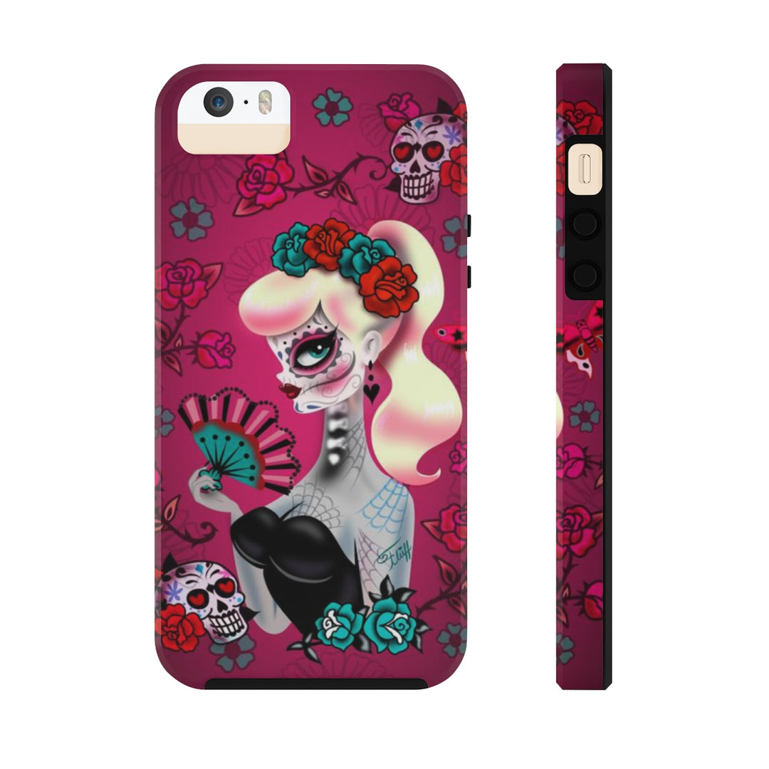 Blonde Sugar Skull Pinup Girl • Phone Case