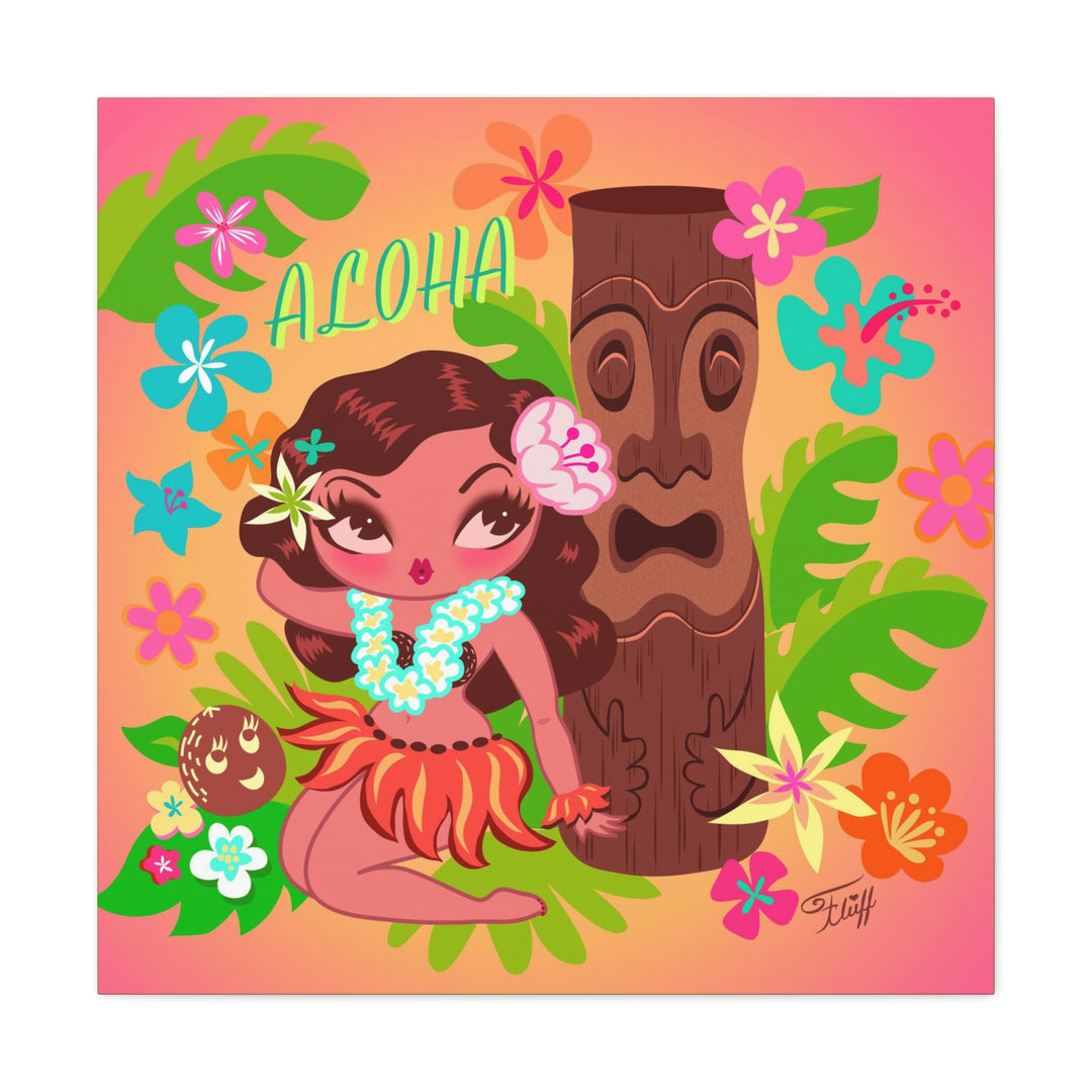 Hula Cutie with Tiki • Canvas Gallery Wrap