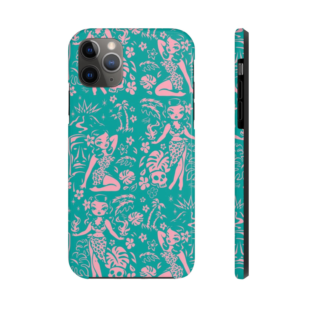 Tiki Temptress - Aqua and Pink • Phone Case