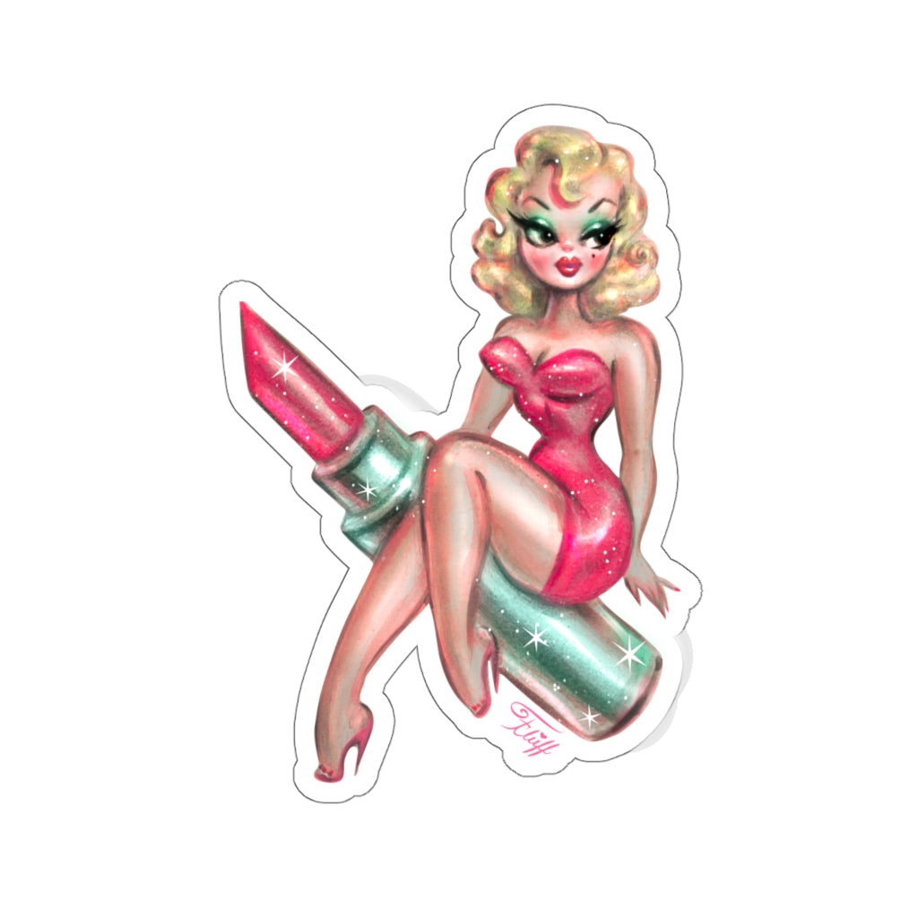 Pink Lipstick Glamour Doll • Kiss-Cut Sticker