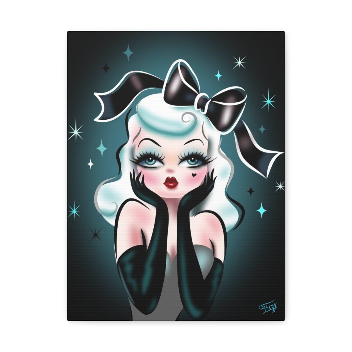 Glamour Doll with Black Bow • Canvas Gallery Wrap