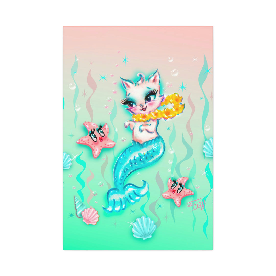 Merkitten with Lei and Starfish • Canvas Gallery Wrap