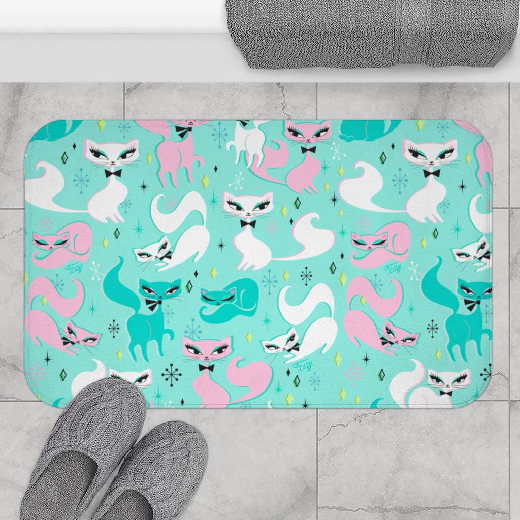 Swanky Kittens on Mint • Bath Mat