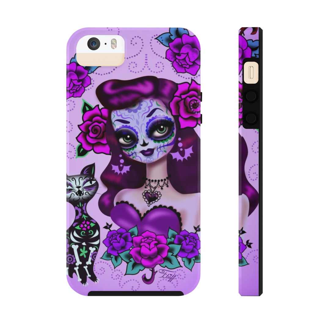 Purple Sugar Skull Girl • Phone Case