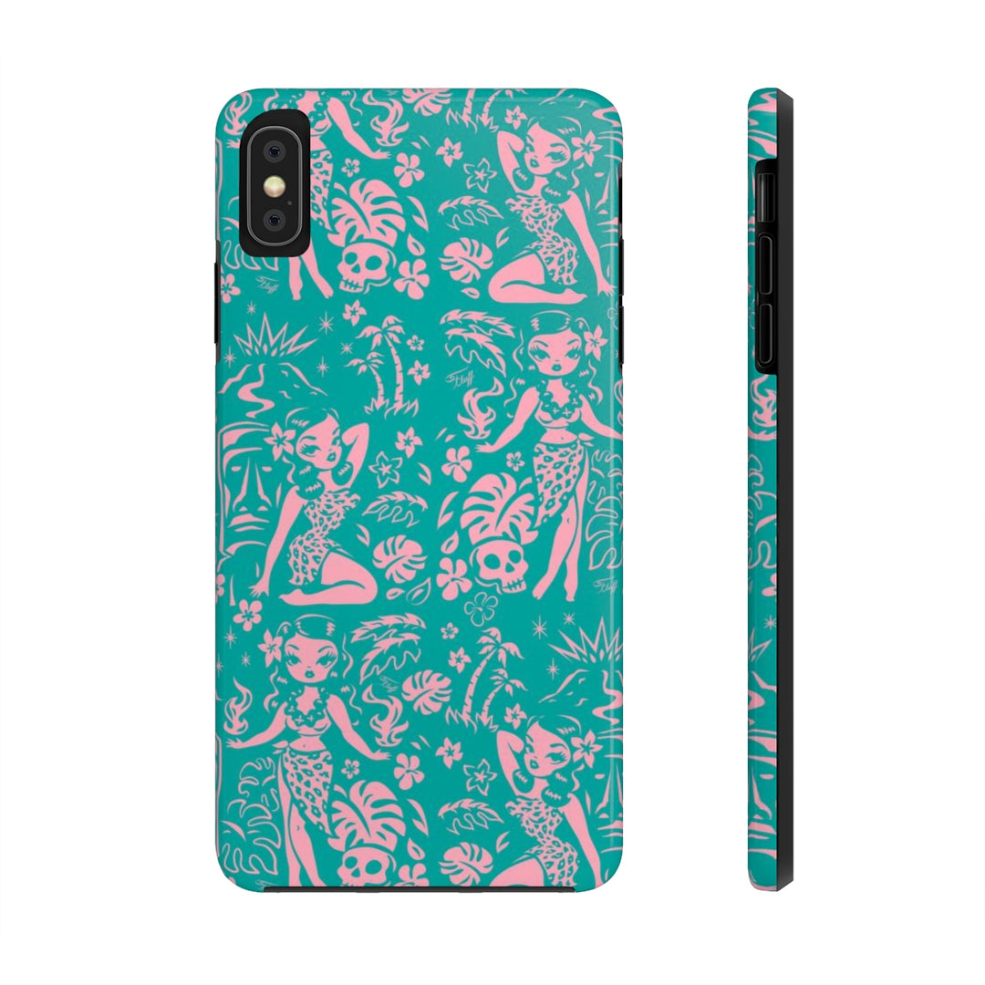 Tiki Temptress - Aqua and Pink • Phone Case