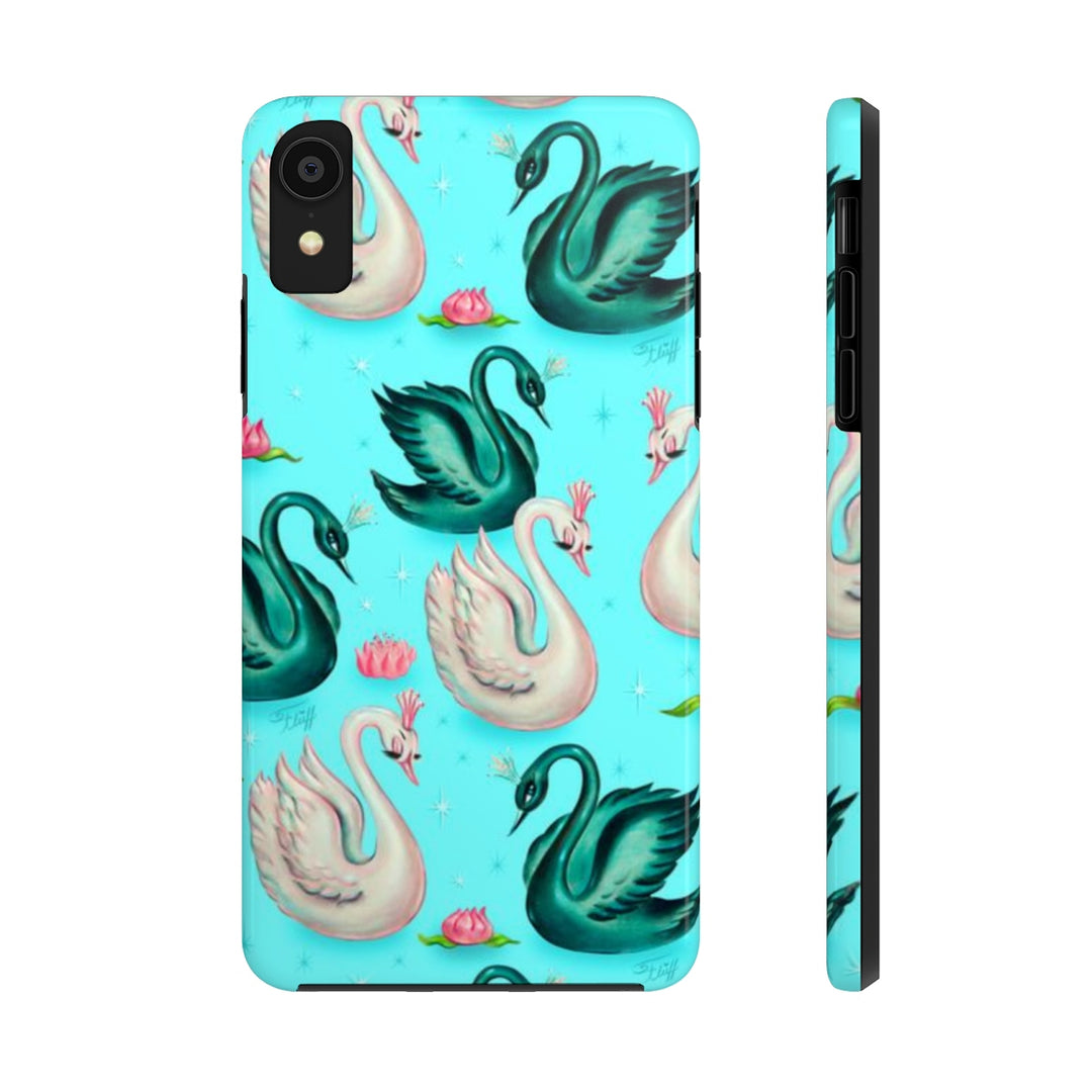 Swans with Tiaras on Aqua • Tough Phone Cases