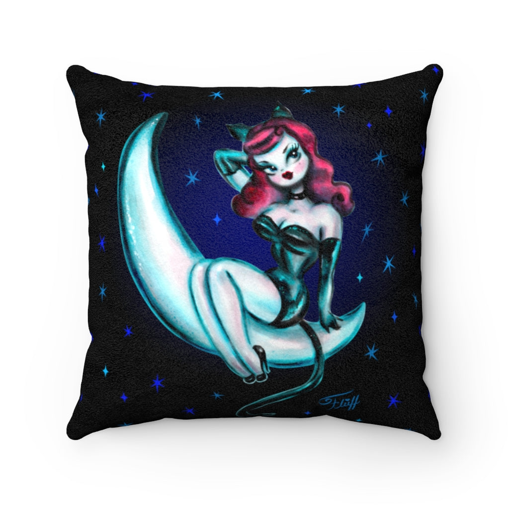 Kitten on the Moon • Faux Suede Pillow