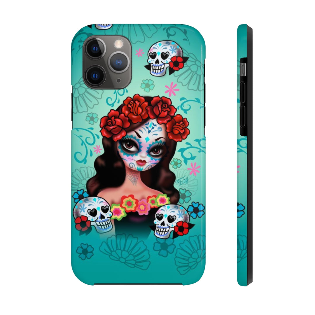 Sugar Skull Girl with Roses • Phone Case