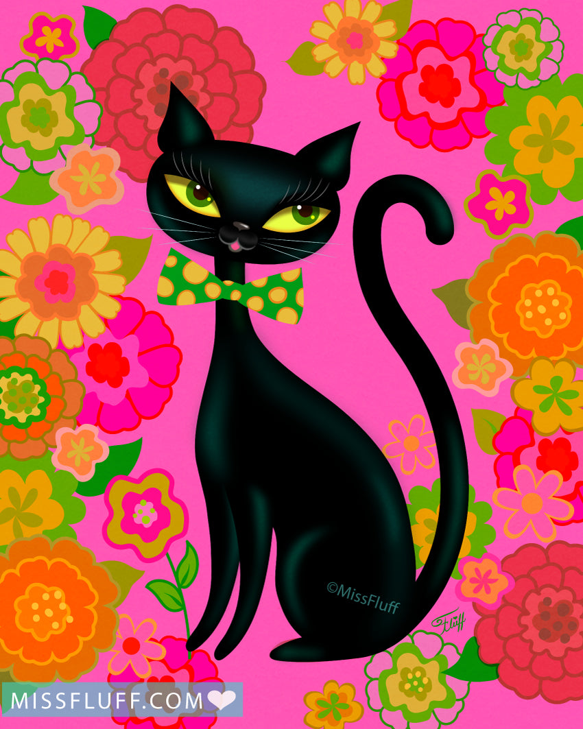 Mod Flower Kitty • Art Print