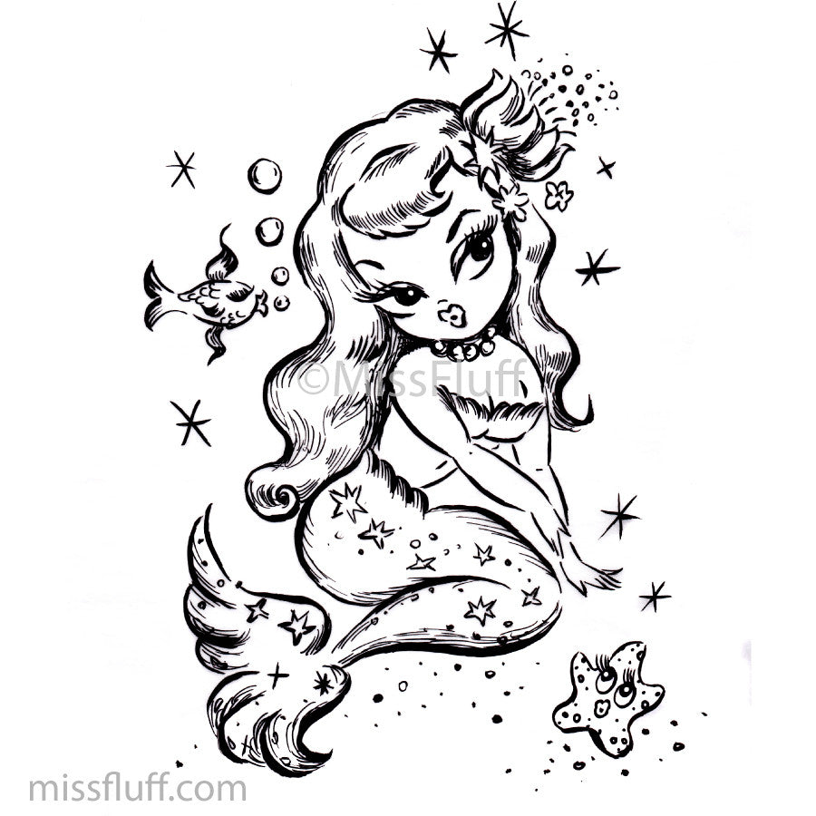 Miss Fluff's Magical Mermaids Coloring Book