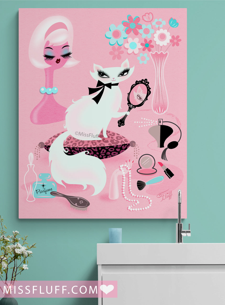 Boudoir Kitty with Mirror • Canvas Gallery Wrap