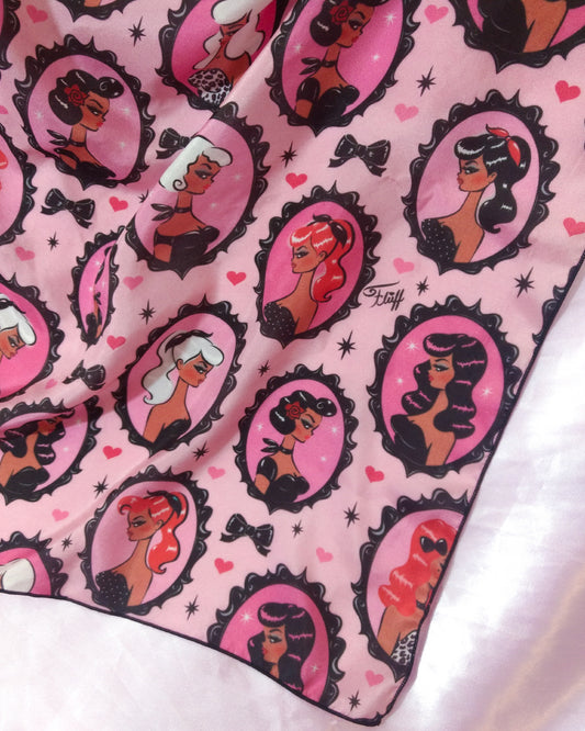 Cameo Dolls on Pink Mocha • Silk Scarf