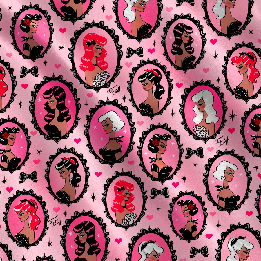 Cameo Dolls on Pink Mocha • Silk Scarf