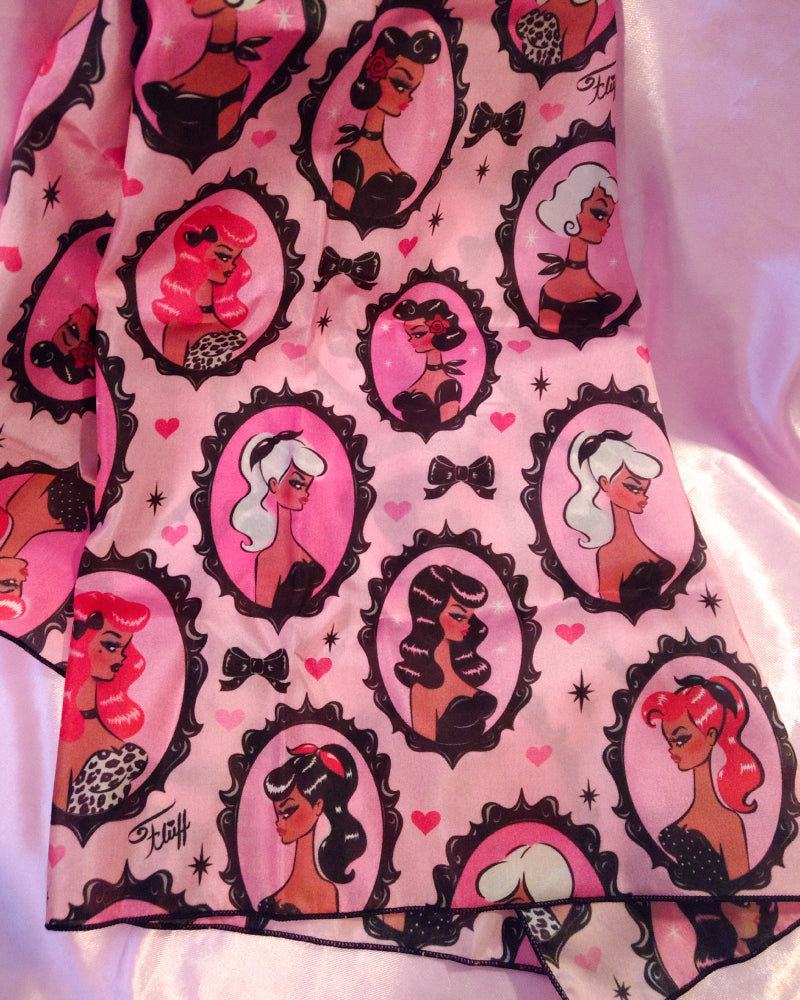 Cameo Dolls on Pink Mocha • Silk Scarf