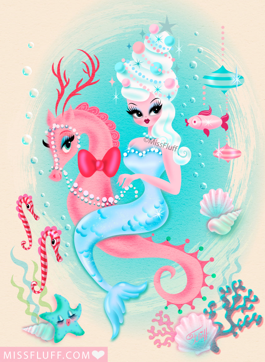 Christmas Bouffant Mermaid • Art Print