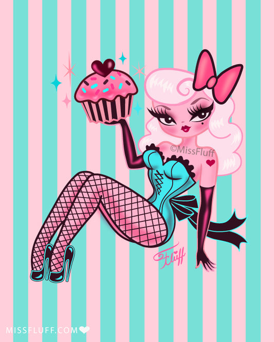 Cupcake Girl Blonde • Art Print