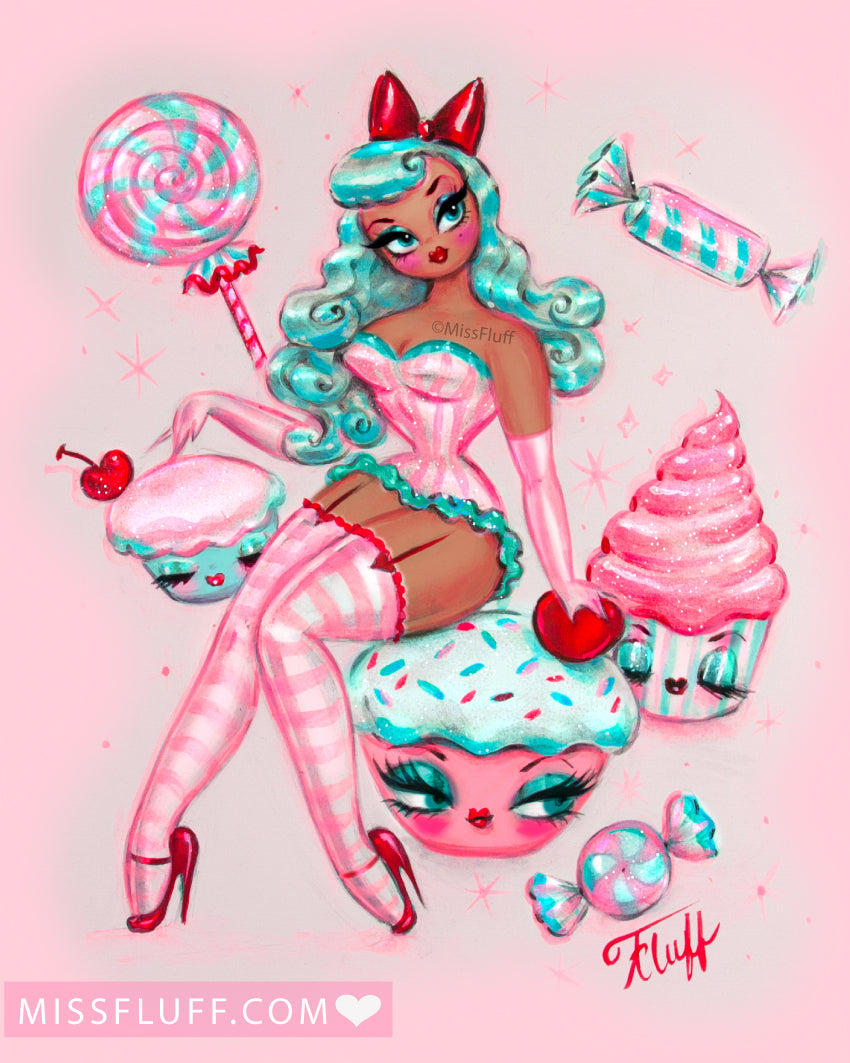 Cupcakes and Candy Doll • Caramel Cocoa • Art Print