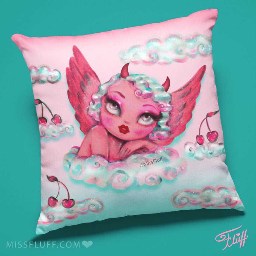 Angel and Devil Cherub • Throw Pillow