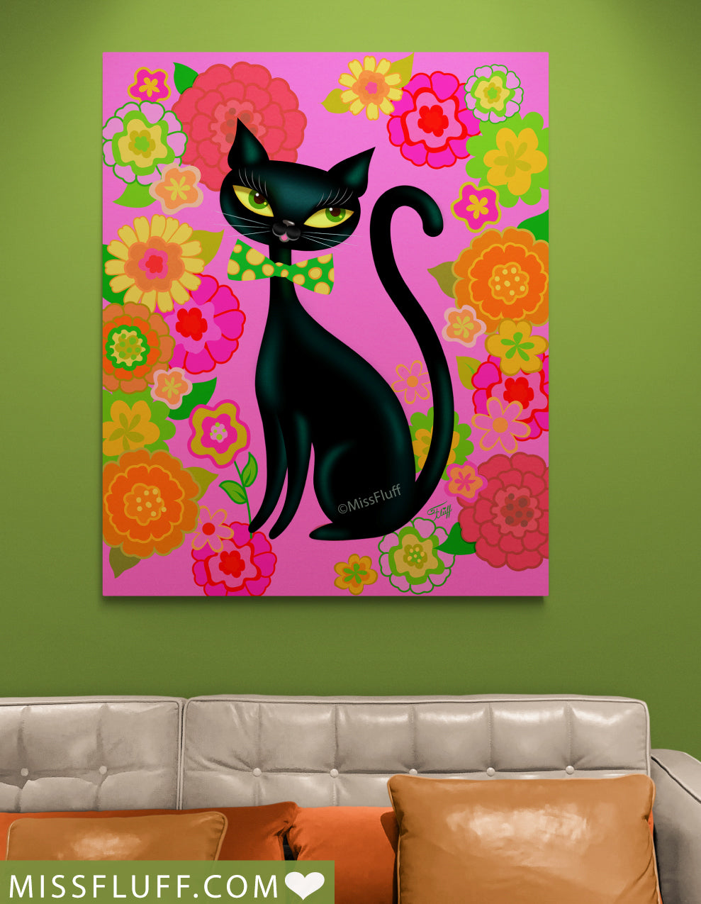 Mod Flower Kitty • Canvas Gallery Wrap