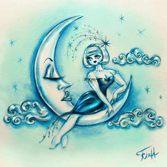 Girl on the Moon • Art Print