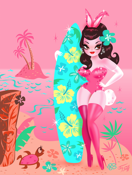 The Hawaii Burlesque Festival - Beach Bunny • Art Print