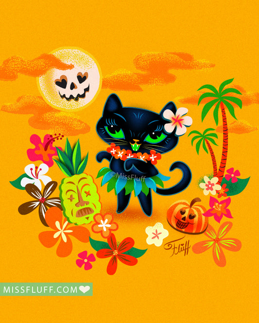 Hulaween Kitty • Art Print