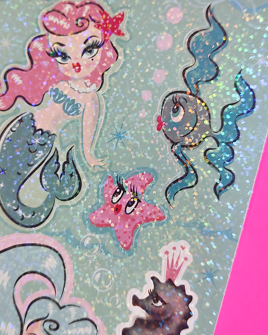 Baby Doll Mermaids • Glitter Sticker Sheet