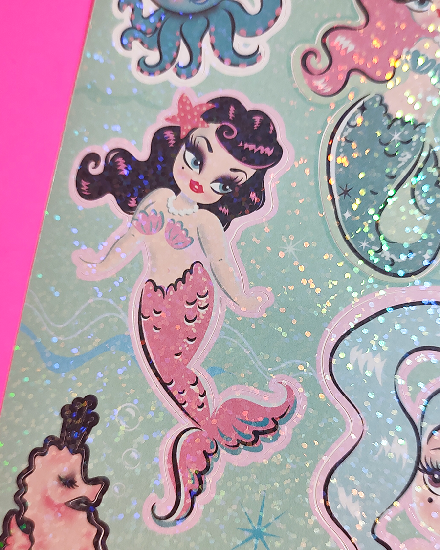 Baby Doll Mermaids • Glitter Sticker Sheet