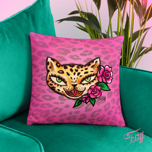 Leopard Kitty • Throw Pillow