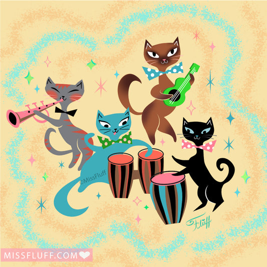 Mambo Kitties Band • Art Print