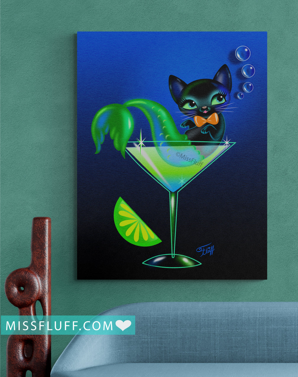 Merkitten Martini • Canvas Gallery Wrap