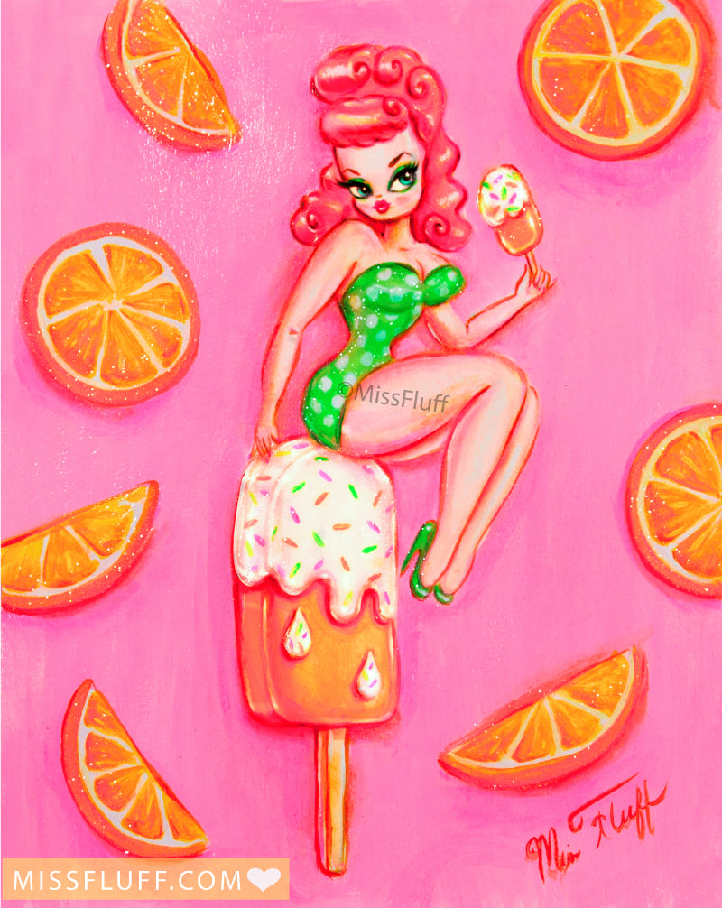 Orange Creamsicle Pin Up Doll • Art Print